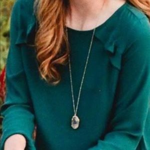 Green Ruffle Shoulder and Sleeve Top